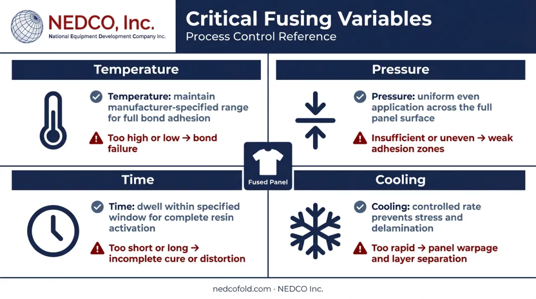 Four fusing machine variables temperature pressure time cooling process control diagram
