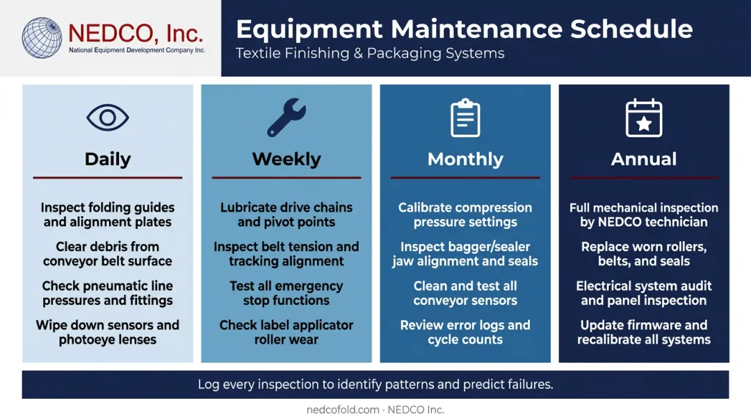 Conveyor belt maintenance schedule daily weekly monthly and annual tasks checklist