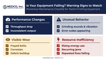 Manufacturing equipment warning signs checklist organized by four symptom categories