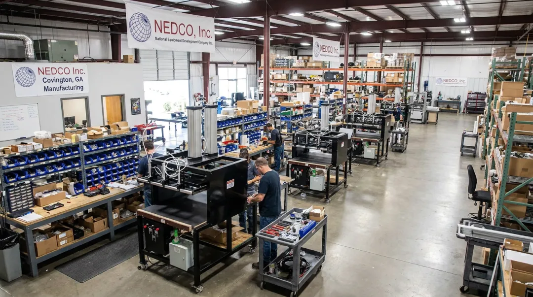 NEDCO Inc. manufacturing facility producing E-Z Fold equipment parts