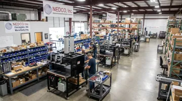 NEDCO Inc. manufacturing facility producing E-Z Fold equipment parts