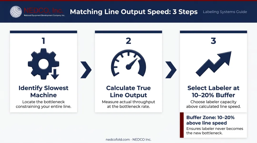 Three-step process for calculating true integrated packaging line output speed
