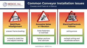 Common conveyor installation problems causes and fixes comparison chart