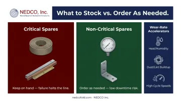 Critical versus non-critical spare parts stocking decision infographic