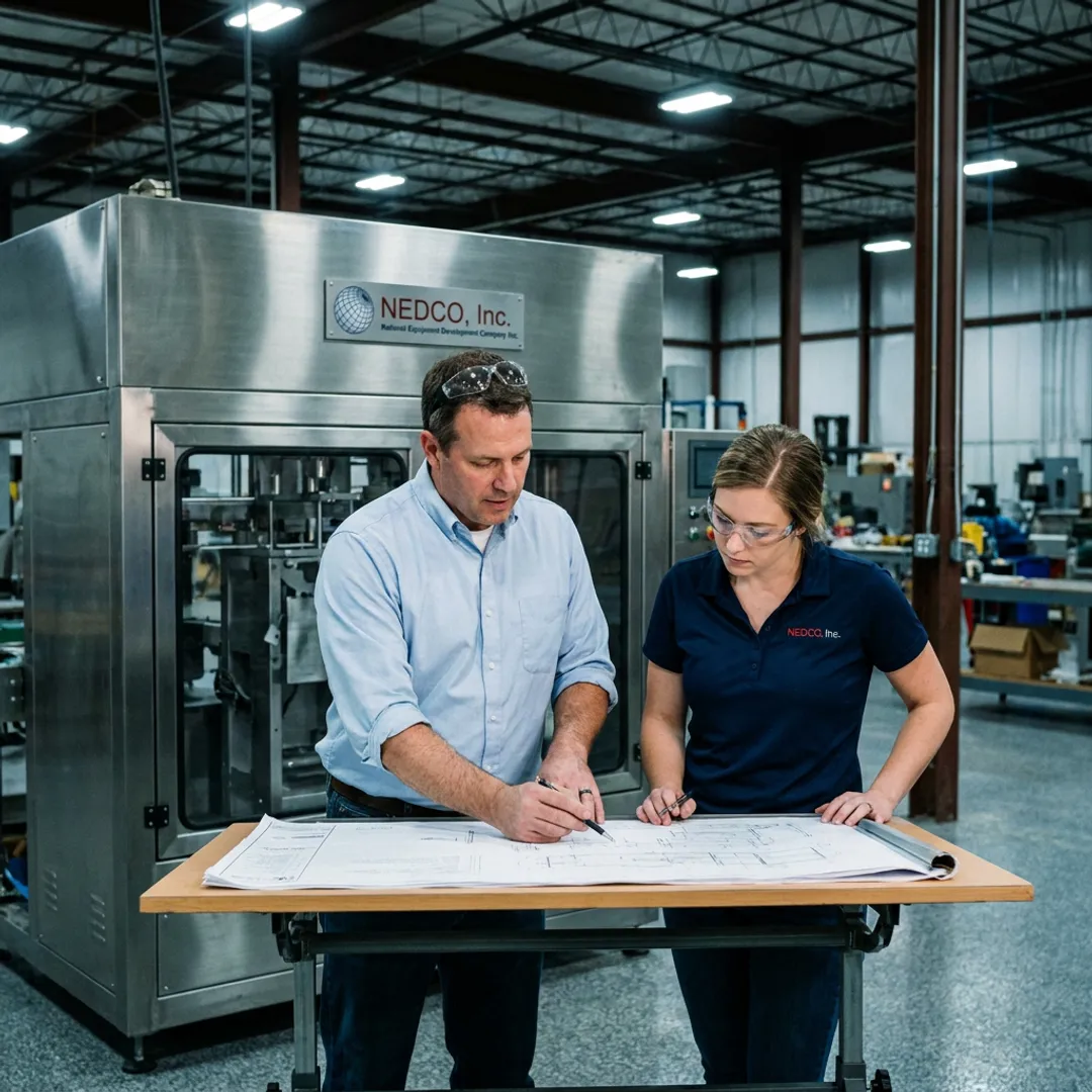 Engineers planning a custom conveyor system