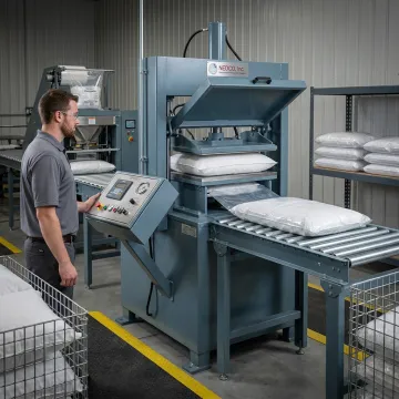 Impact pillow compression machine in textile facility