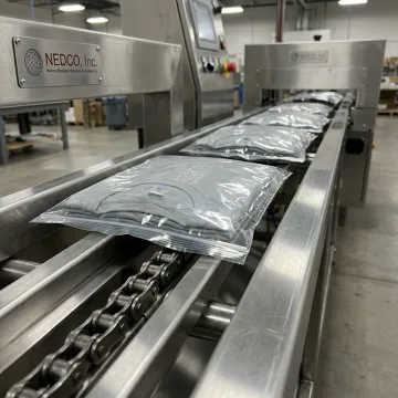 Packaging machine conveyor chain close-up