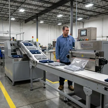 Industrial conveyor system in textile production facility