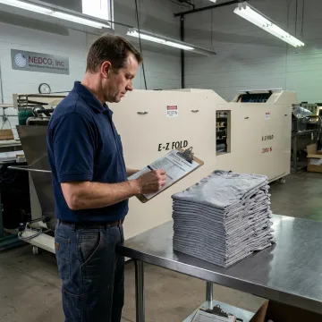 Packaging equipment financing for industrial apparel production