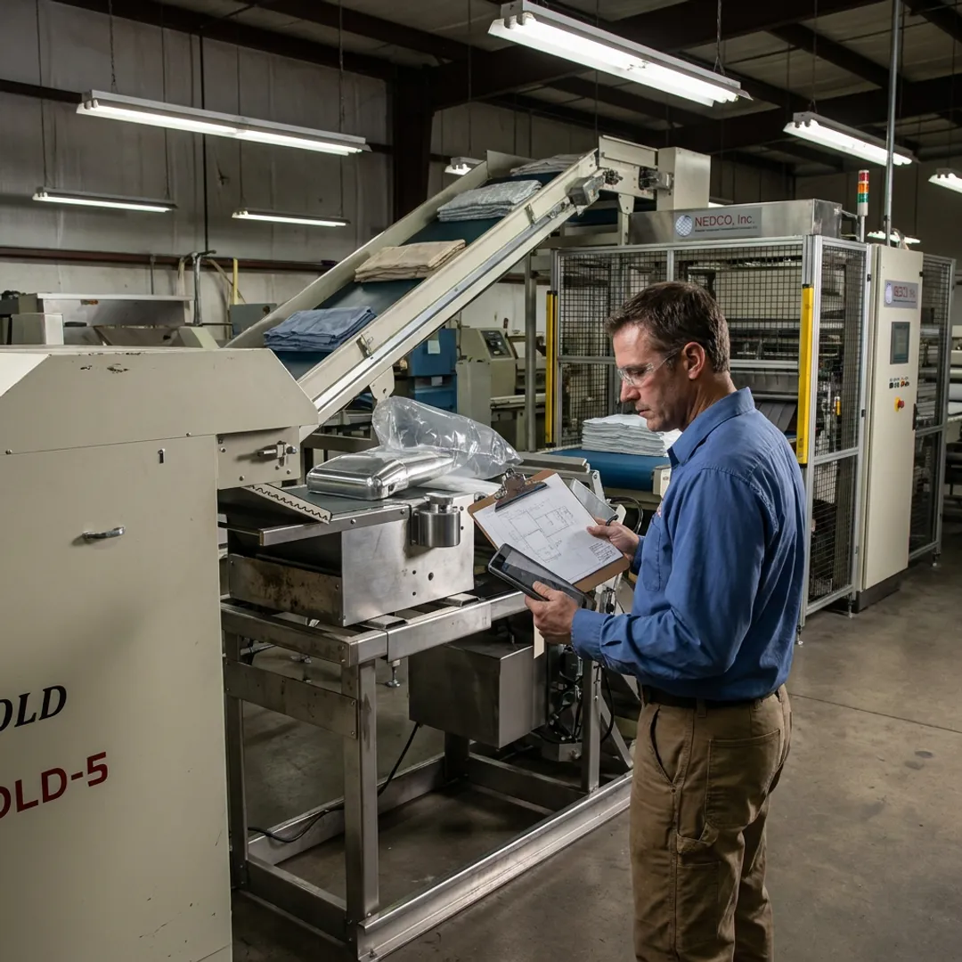 Engineer reviewing conveyor and packaging system layout