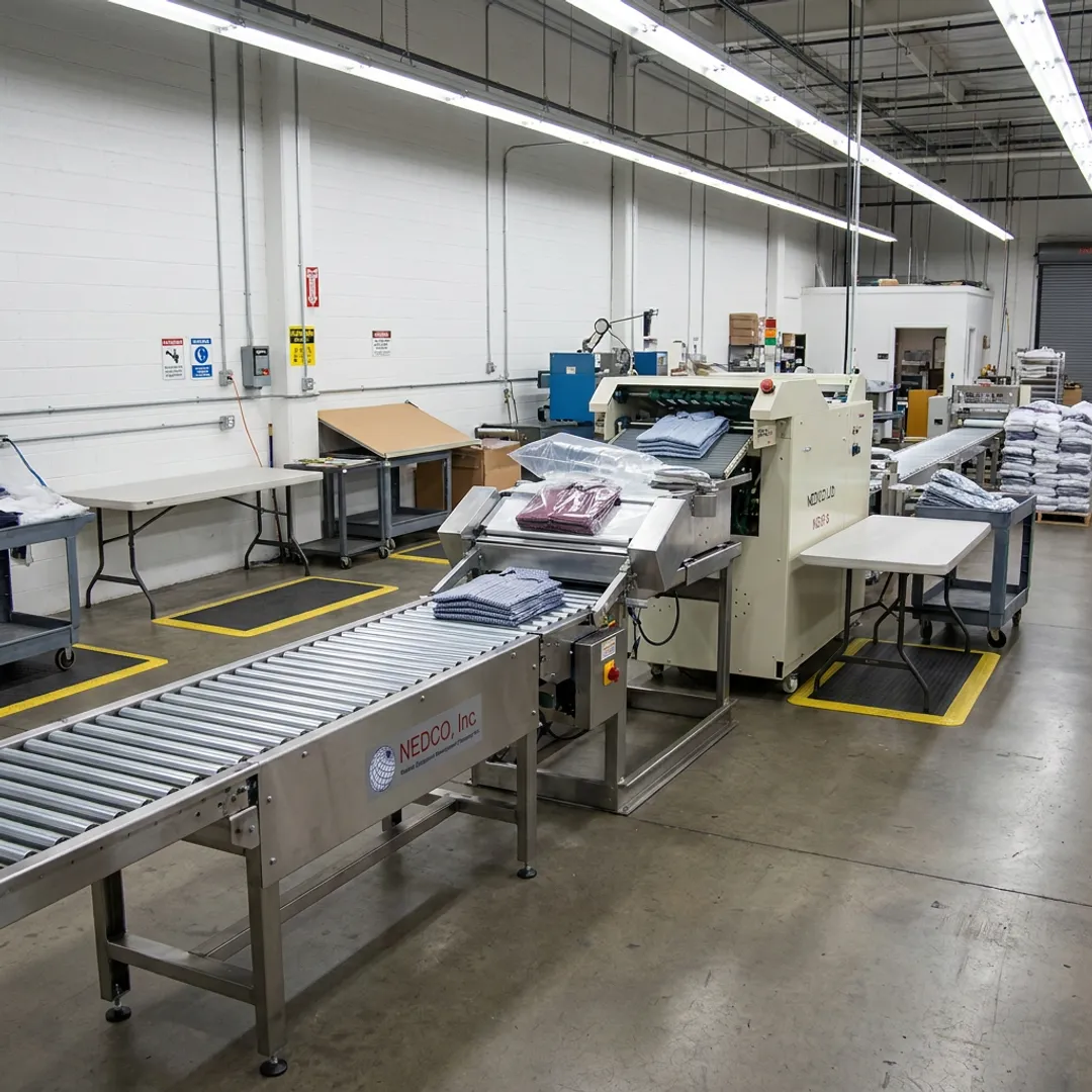 Industrial conveyor equipment in apparel production