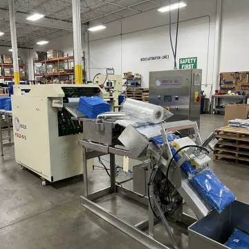 Automated packaging machinery in apparel factory