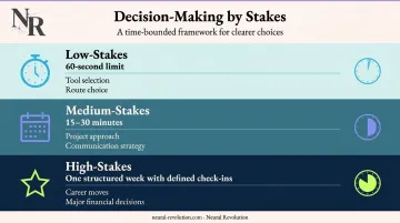 ADHD time-boxing decision framework three tiers low medium high stakes