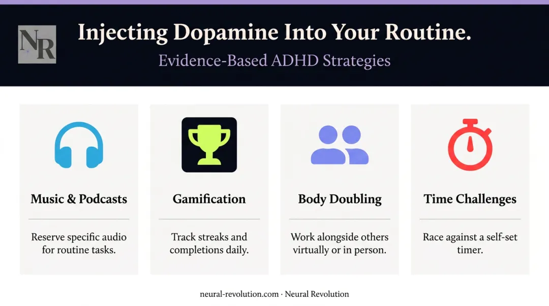 Four dopamine hook strategies for sustaining ADHD daily routine motivation long-term