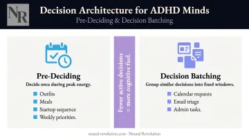 Pre-deciding and decision batching strategy process flow for ADHD professionals