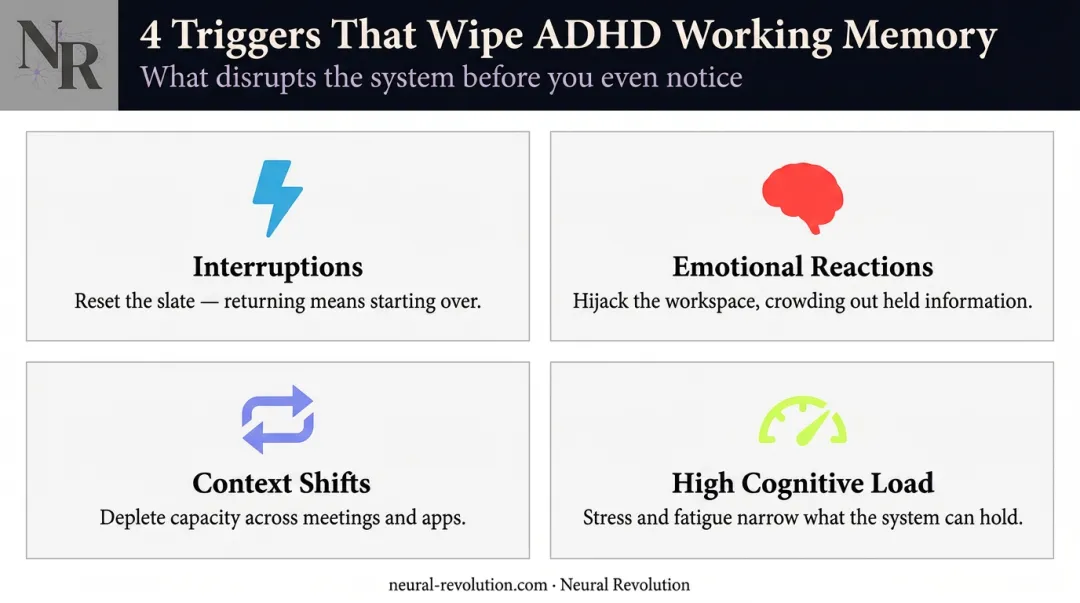 Four ways ADHD working memory fragility disrupts daily cognitive function