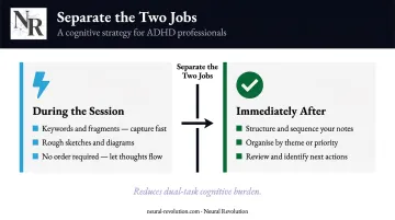 Two-phase ADHD note-taking process separating capture from organization sequentially