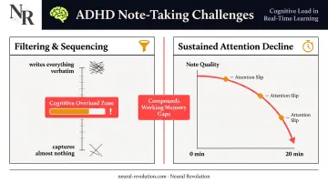 Two ADHD executive function deficits affecting note-taking filtering and sustained attention