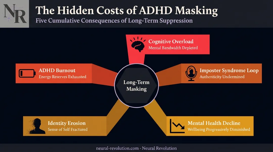 Hidden costs of ADHD masking burnout imposter syndrome and identity erosion