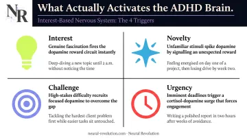 Four ADHD dopamine motivation triggers interest novelty challenge urgency explained