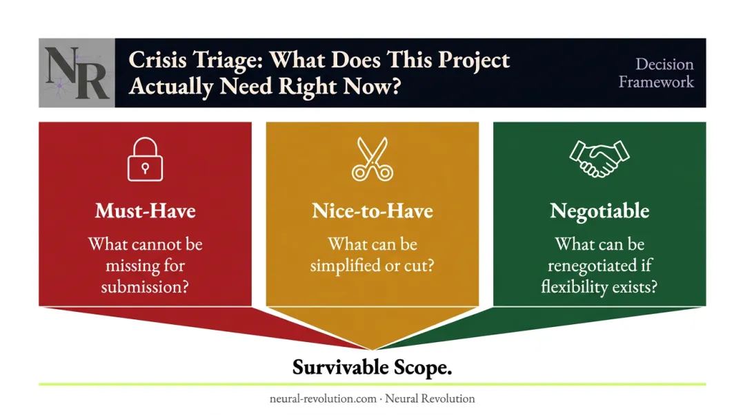 ADHD deadline crisis triage framework three-category must-have nice-to-have negotiable