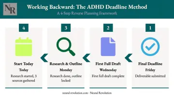 ADHD backward deadline planning four-step process from final due date to today