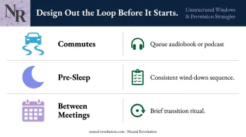 ADHD rumination prevention environment design strategies for unstructured time windows