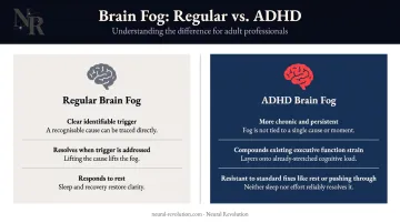 ADHD brain fog versus regular brain fog key differences comparison infographic