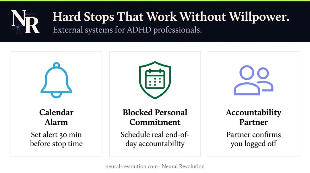 Three external hard stop strategies for ADHD professionals to end workday