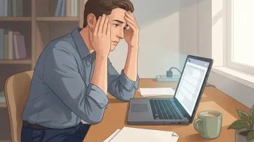 Person with ADHD experiencing emotional overwhelm unable to focus at work desk