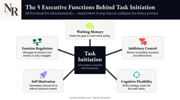 Five executive functions required for ADHD task initiation process breakdown