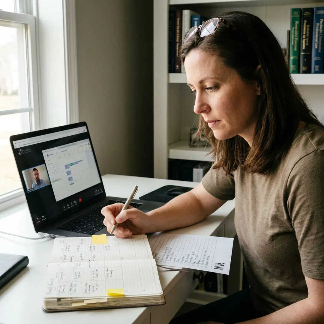 Virtual ADHD coaching session for a legal professional