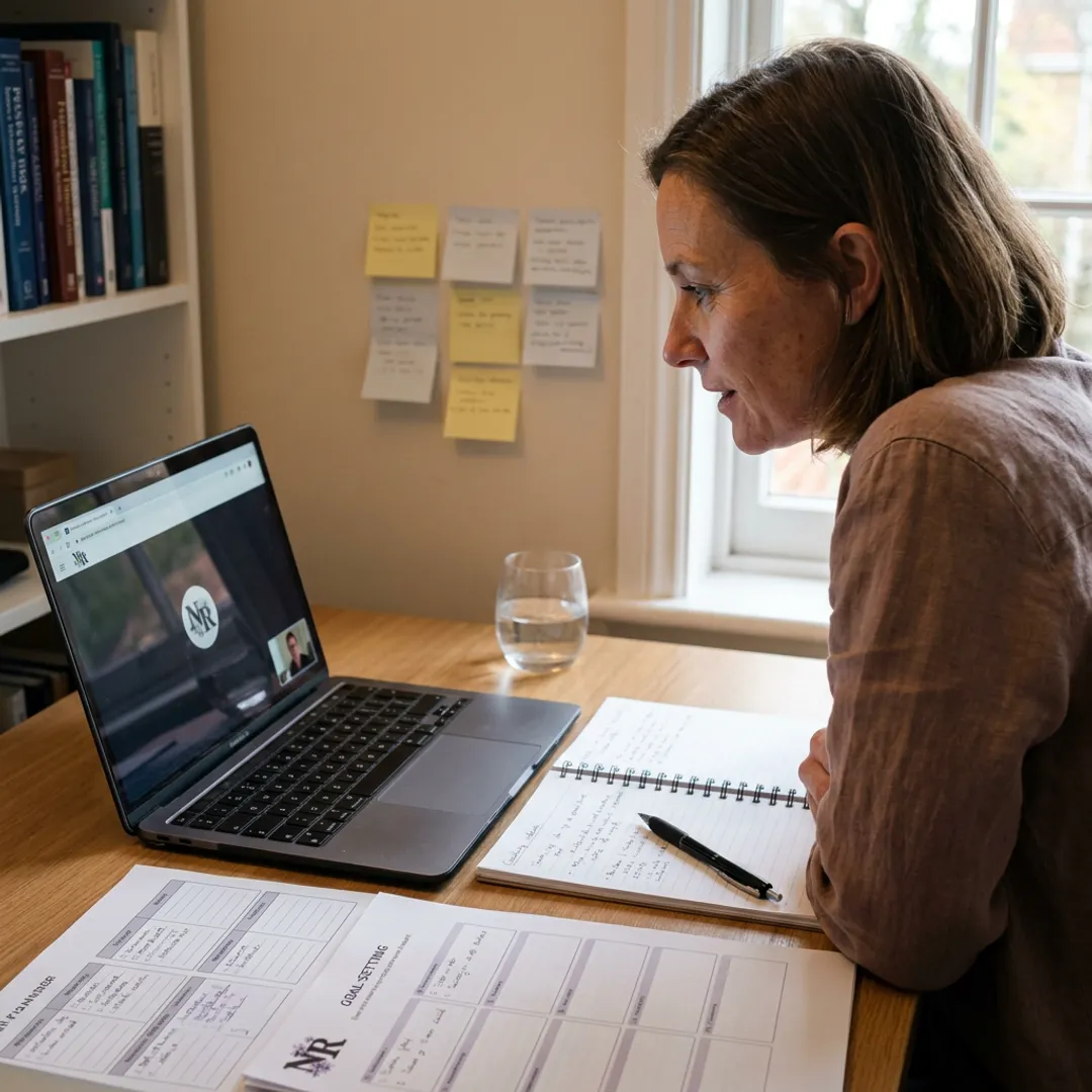 Coach and client reviewing ADHD planning systems online