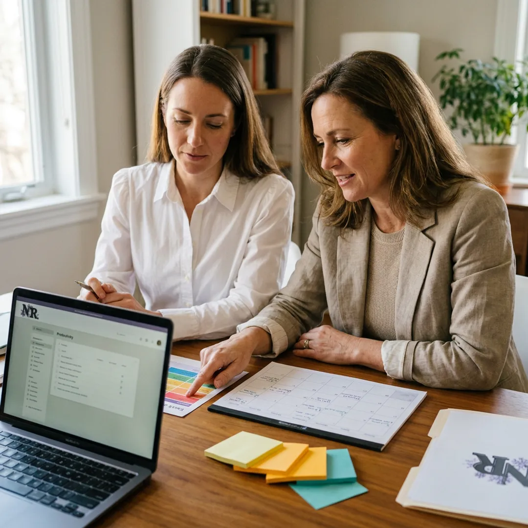 Coach and client planning ADHD-friendly systems