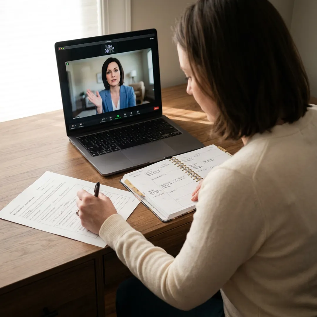 ADHD coach and client meeting virtually