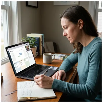 ADHD coach helping a professional organize tasks online