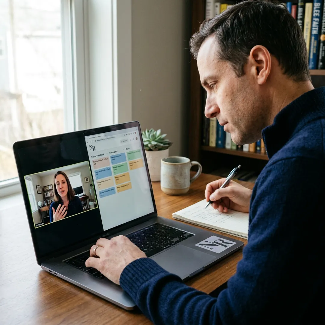 ADHD coach guiding a software engineer through workflow planning