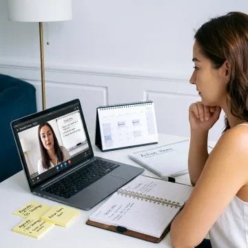 Entrepreneur in virtual ADHD coaching session