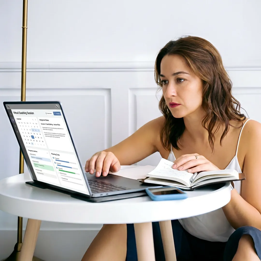Adult ADHD coaching session on laptop