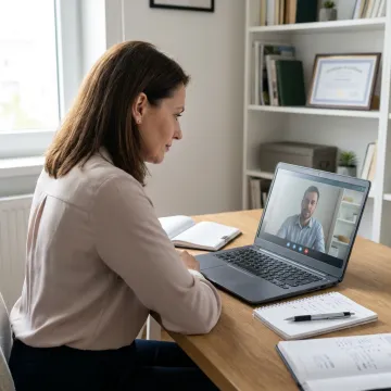 Virtual ADHD coaching session on laptop
