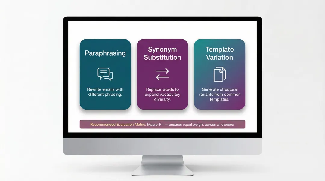 Three email training data augmentation techniques for fixing class imbalance comparison
