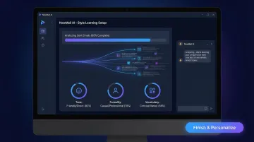 NewMail AI interface learning user communication style from sent emails