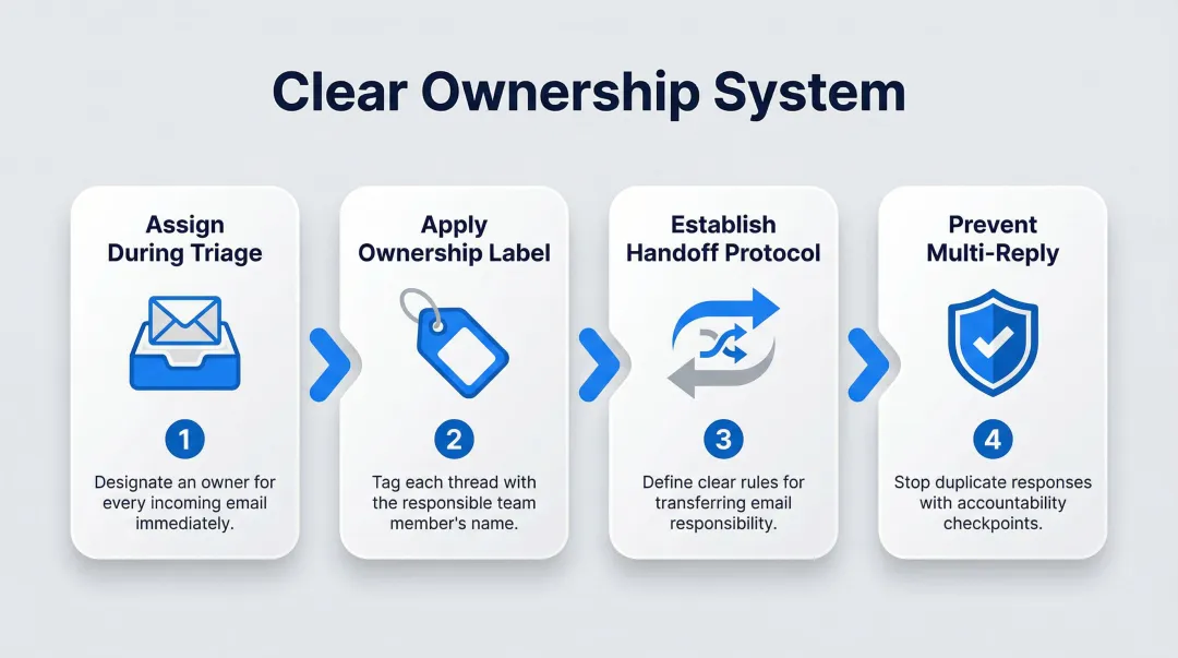 4-step shared inbox email assignment and ownership system process flow