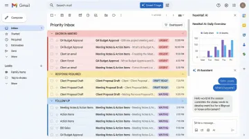 NewMail AI priority inbox interface showing automated email categorization and workflow stages