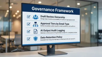 Enterprise AI email governance framework four-pillar prerequisite checklist infographic