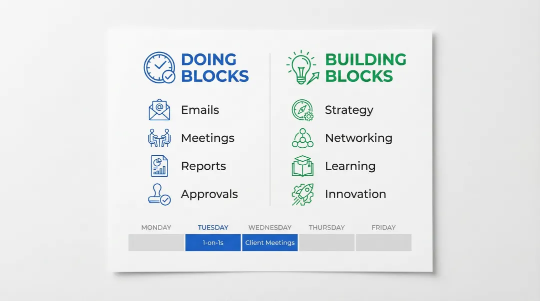 Do versus Build time-blocking method two-column weekly schedule framework
