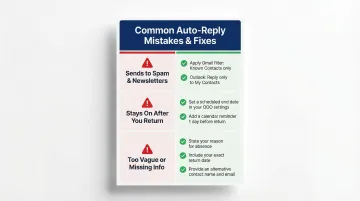 Three common auto-reply mistakes and step-by-step fixes checklist infographic