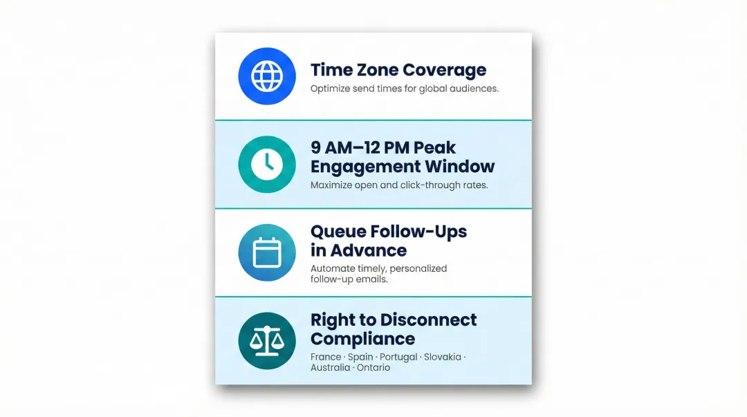 Top use cases for scheduling Outlook emails including time zones and compliance laws