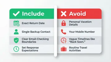 Out of office message do's and don'ts comparison checklist infographic