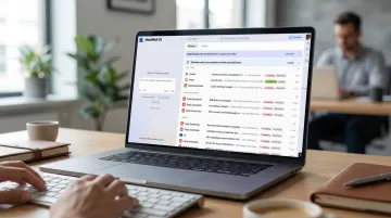 Executive professional drafting emails quickly using AI-powered email client interface